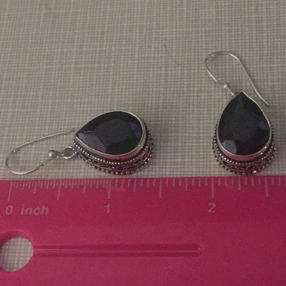 NEW artisan dark green quartz dangle earrings - Picture 9 of 11